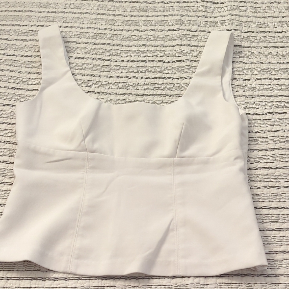 H&M White Square-Neck Cropped Tank